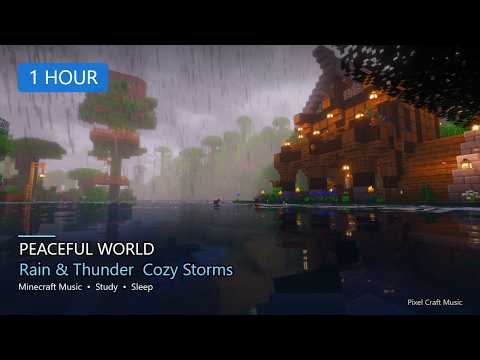 Tired of AI? Come sit in the rain — Minecraft rain and thunder sleep and study mix thumbnail