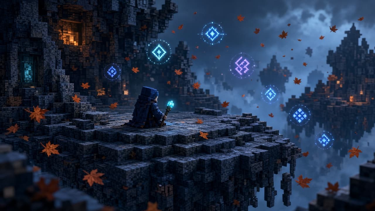 Bug-fix polish night with autumn leaves and soft UI glow